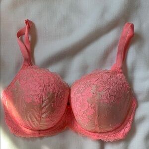 Lace Trim Pink Bra